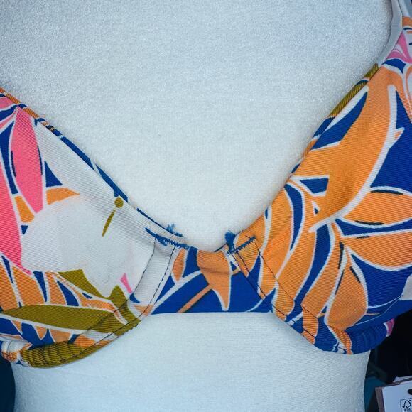 Volcom Hot Tropics Underwire Bikini Top XS Floral True Blue Swimwear‎ NWT - Picture 4 of 8